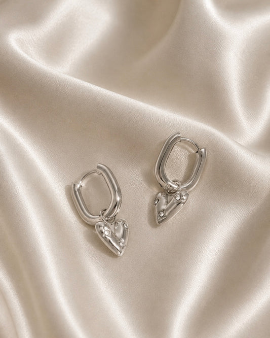 Heart Earrings - Silver