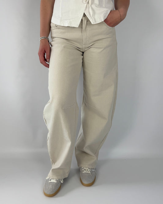 Barrel Jeans mid waist - Beige