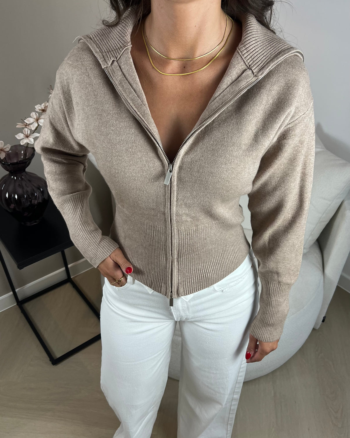 Cozy Knit Jacket - Taupe