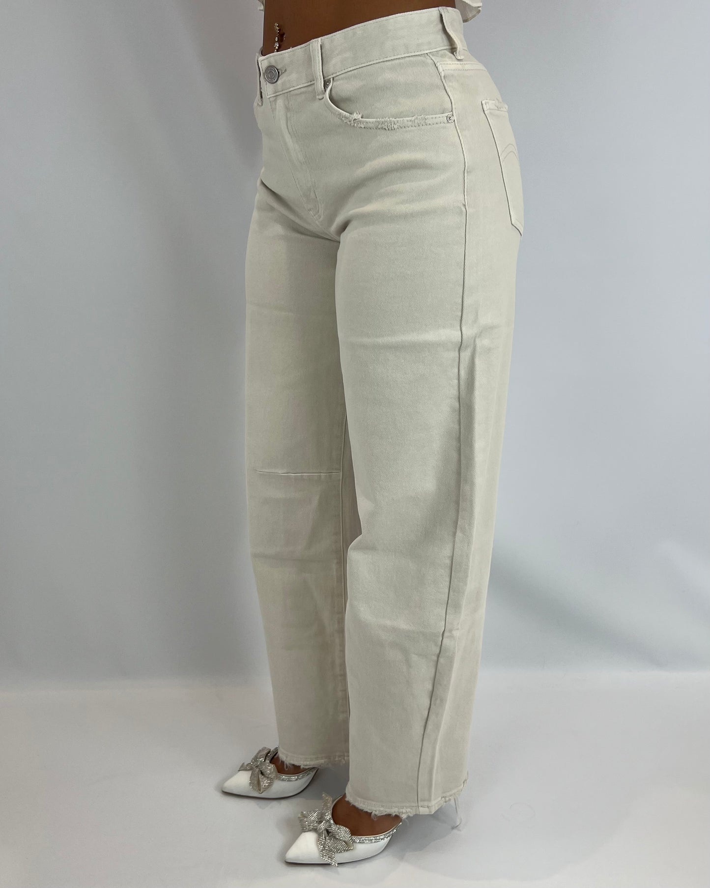 Barrel Jeans Midwaist - Beige