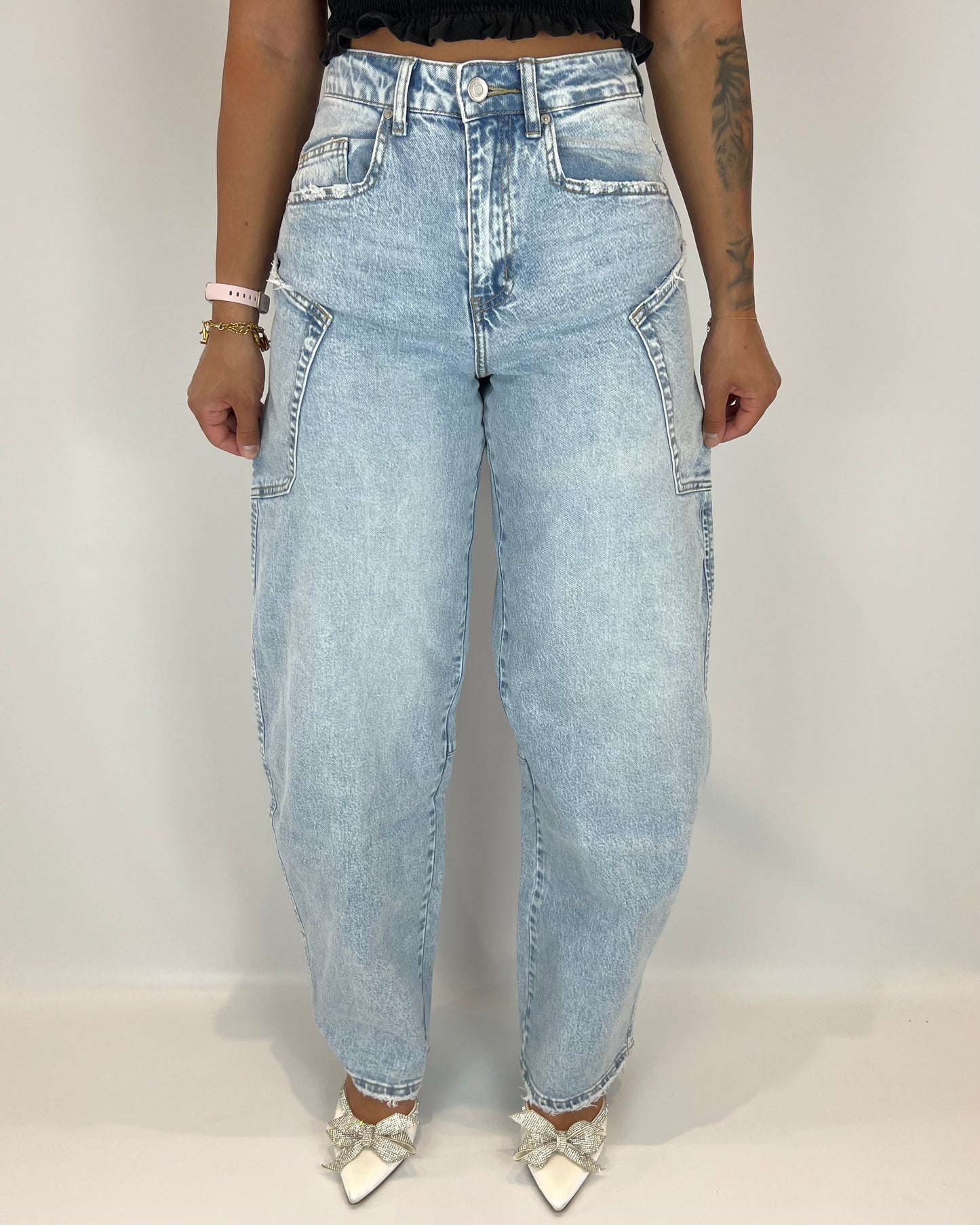 Balloon Cargo Jeans - Light Blue