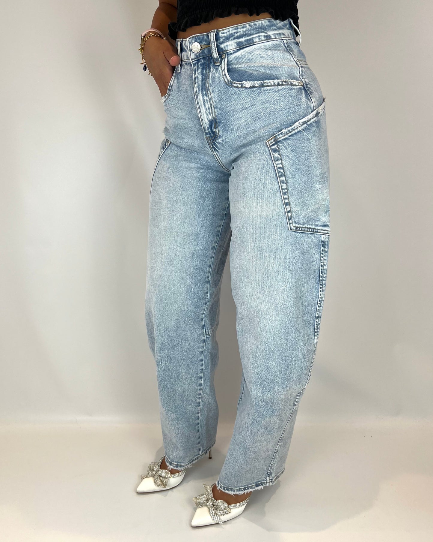 Balloon Cargo Jeans - Light Blue