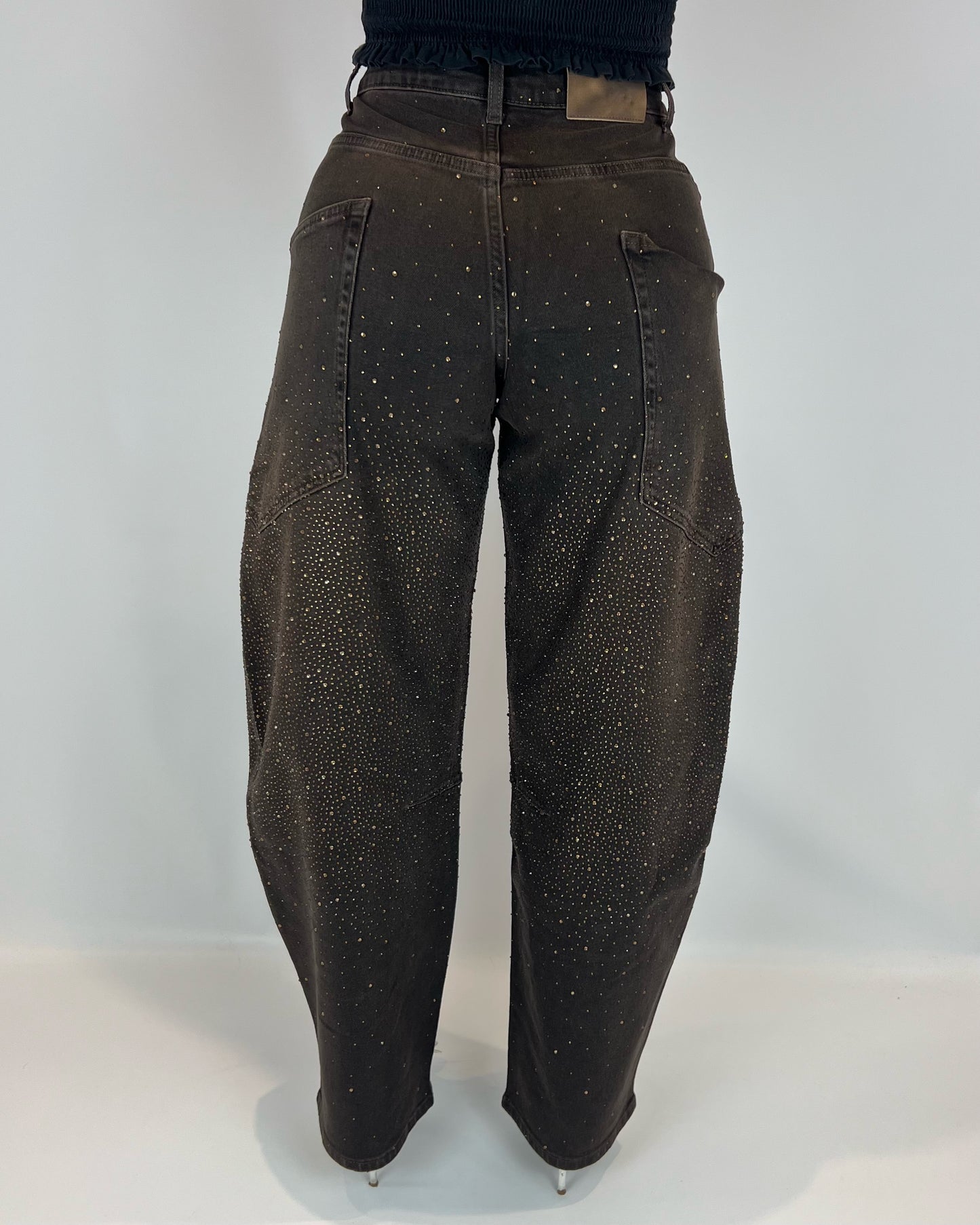 Balloon Cargo Glitter Jeans - Brown