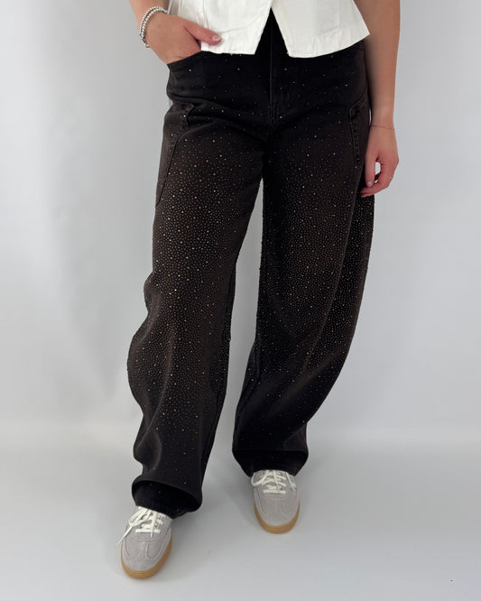 Balloon Cargo Glitter Jeans - Brown
